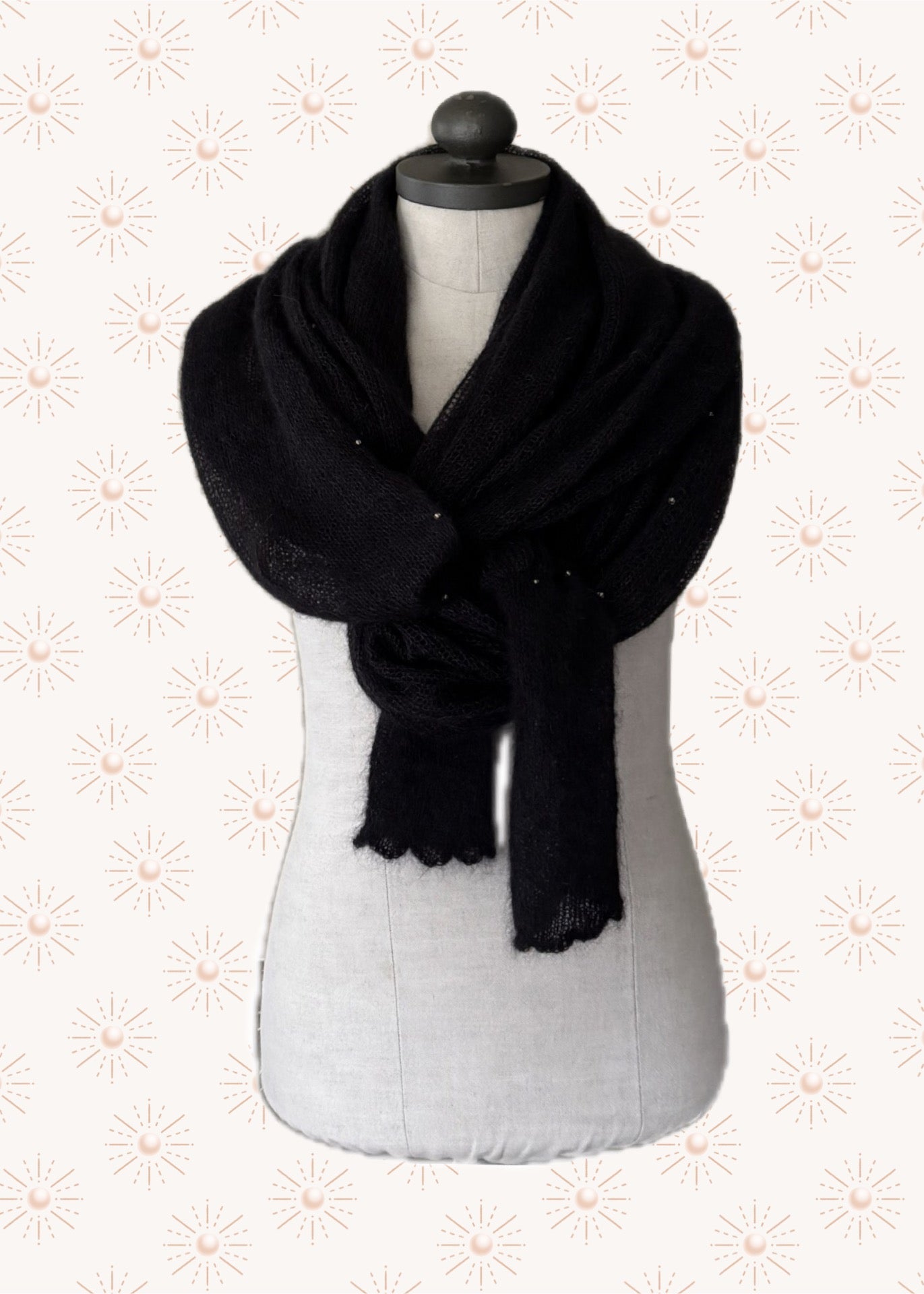 Workshop Wrap scarf with sleeves and pearls